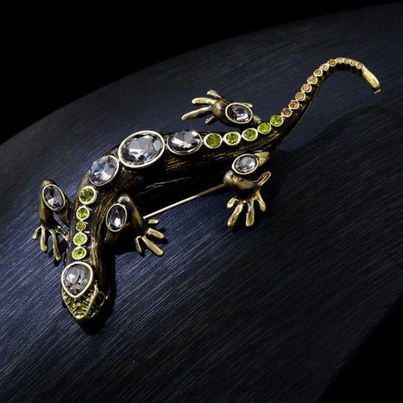 Large Lizard Crystal Brooch / Necklace Pendant - Picture 7 of 10